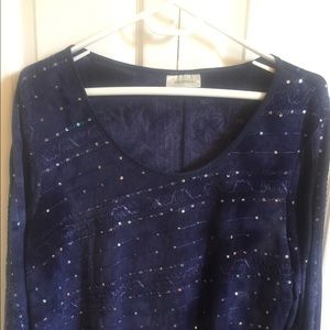 Blue sequined Dress Barn top
